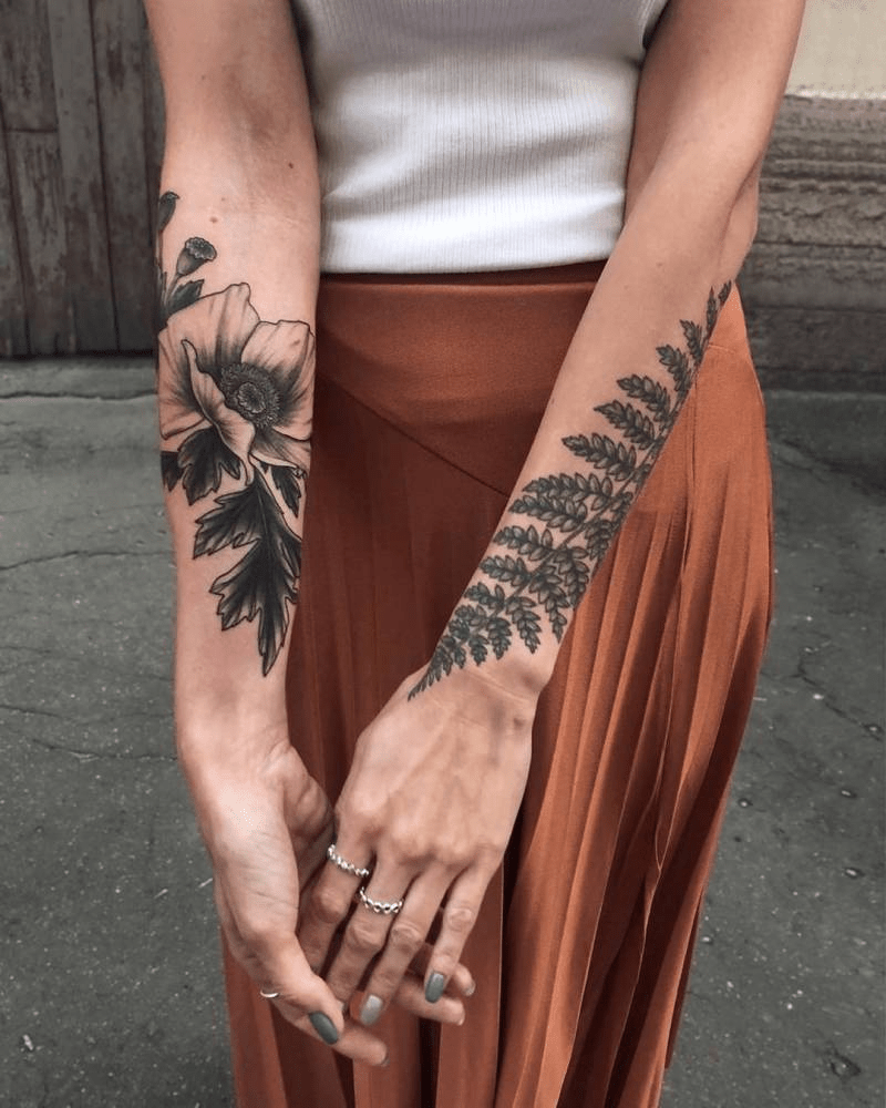 Fern Leaves Wrist Tattoo